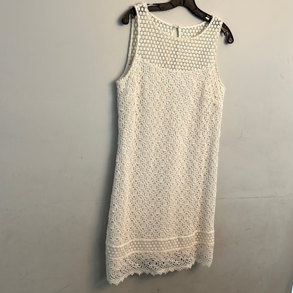 White House Black Market Ivory Lace Dress Size 8